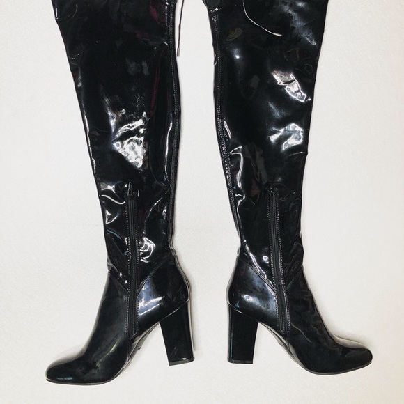 thigh high latex boots